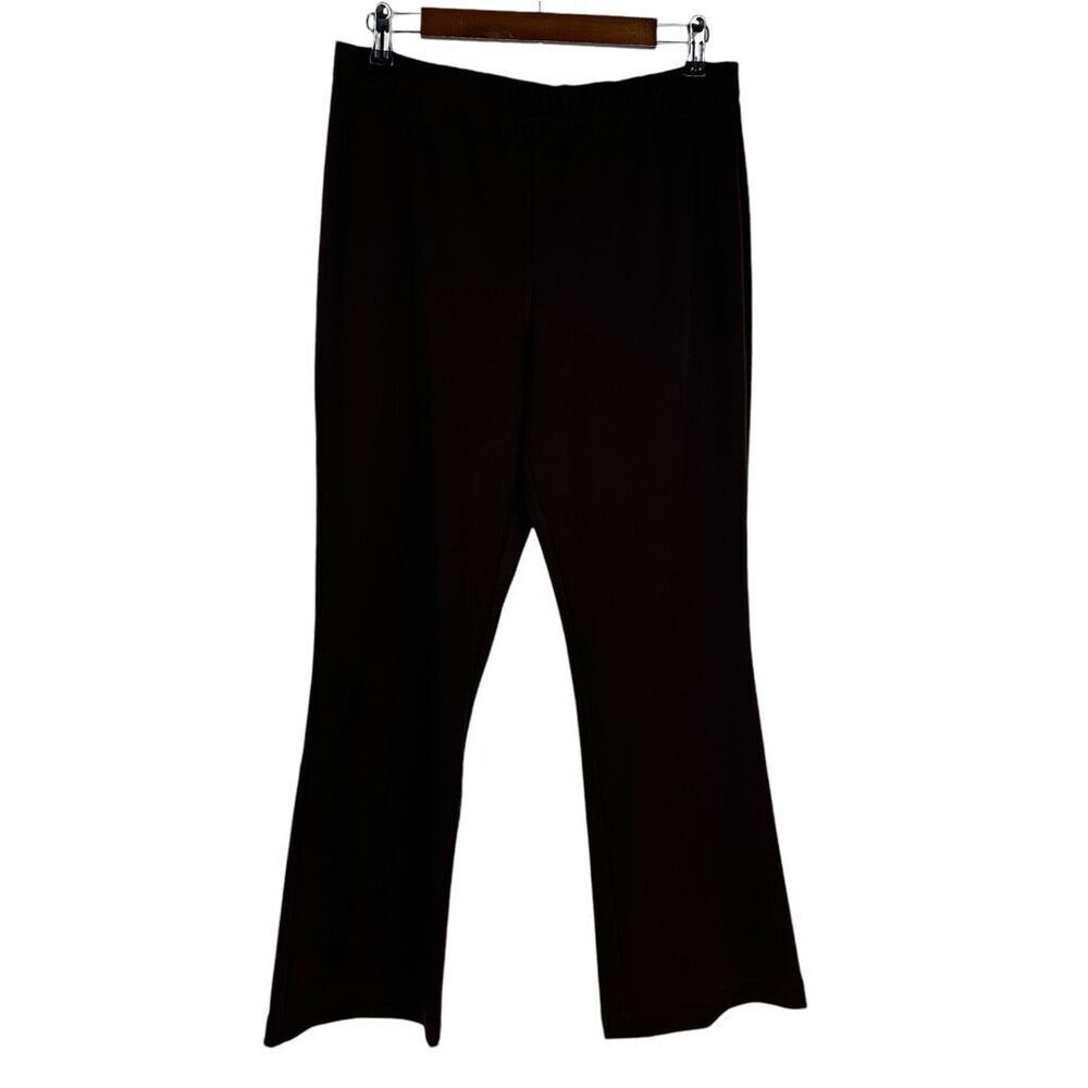 Susan Graver Pull On Full Length Flare Pant Medium Brown